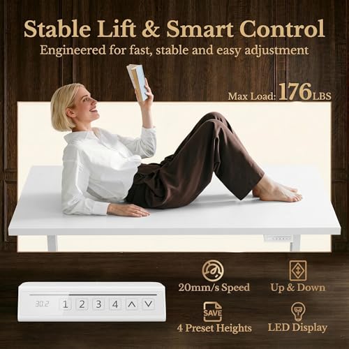 Image of 63 Inches L Shaped Standing Desk, Executive Standing Desk with Drawers and File Cabinet, AC /USB, 1.18 inch Desktop, Multi-Sized Storage Cubby, Privacy Panel, Fluted Computer Desk, White
