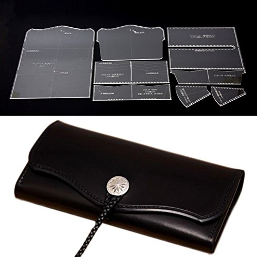 PANINA Acrylglas klar Multi Muster für Leder Nähen, lange Reißverschluss Geldbörse, Brieftasche für Cover