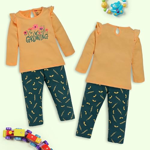 Image of LuvLap Baby Girls 100% Cotton Full Sleeve Girls Top & Pyjama CoSet Pack of 3