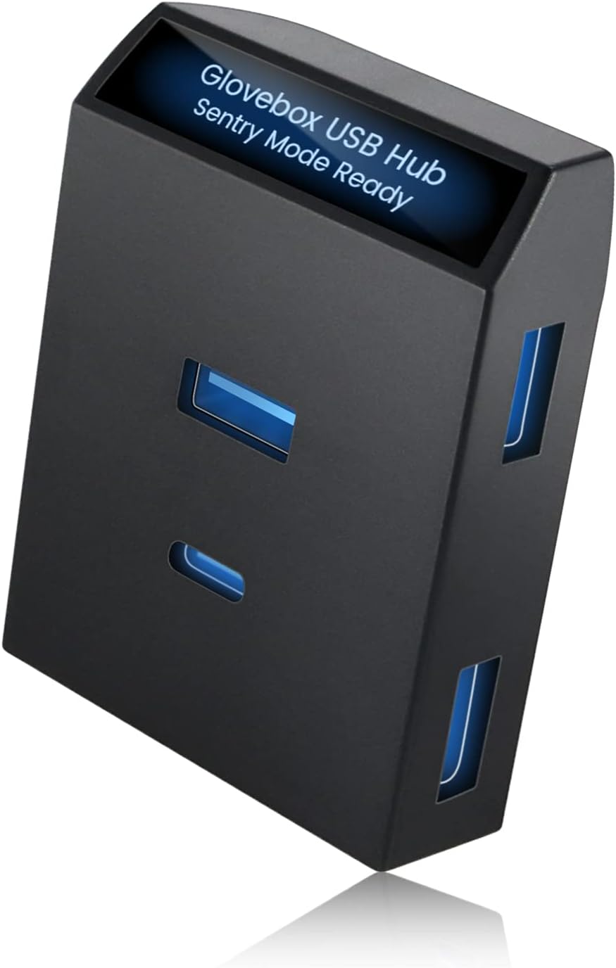 USB Hub for Tesla Model Y Model 3 2021 2022 2023, 4 in1 Multiport Compatible Docking Station of Glove Box USB Hub with 3 USB Ports and 1 Type-C Port