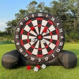 10ft Giant Outdoor Inflatable Soccer Darts Board with 8pcs Soccer Ball&350W Blower&Support Frame for Kick Dartboard Sport Game(10ft Tall, Black)