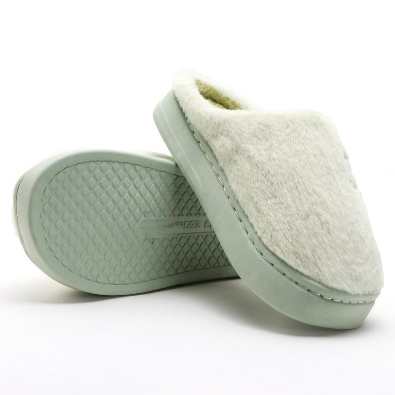 Image of Unisex Winter Flip Flop Slipper for Men and Women Soft Faux Fur Slip On Indoor Home Slides Slipper for Bedroom Sandals