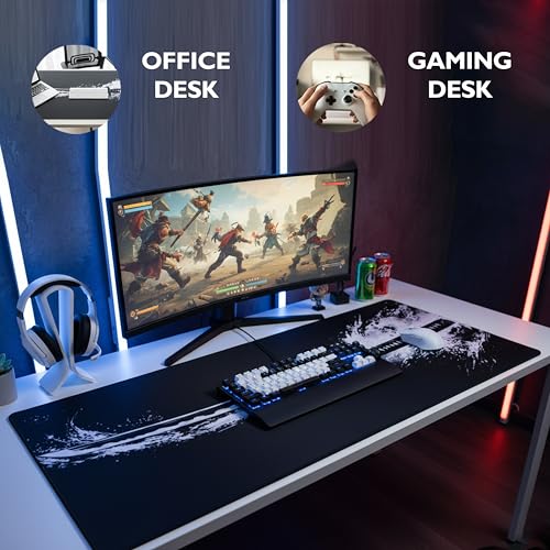 DeskVibe Mouse Pad, 1000mmx500mmx3mm XXXL Gaming Mouse Pad with Ultra-Smooth Surface, Non-Slip Base Mousepad, Computer Desk Mat for MacBook, PC, Laptop (Samurai Spirit - Anime Edition)