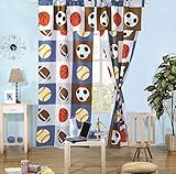 Golden Linens 5 Pieces Printed Window Curtain Panel with Attached Valance and Tie Back, for Teens...