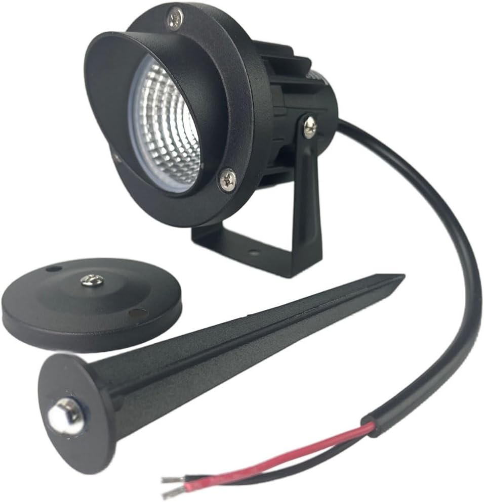 QUANS 6 Pack 12W Warm White Low Voltage Outdoor Landscape Spotlight LED Light, Wall Mount Fixture, Waterproof Stake Spike Stand for Pathway Lawn Garden Yard Tree Lighting, 12V 24V 60V DC AC No Plug