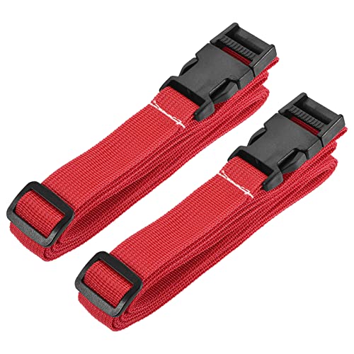 Image of MECCANIXITY Utility Strap with Buckle 1x98 Inch Polyester Quick Release Adjustable Belt for Travel Outdoor Bag Luggage Packing (Red, Pack of 2)