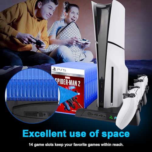 SIKEMAY Estação de resfriamento PS5 Slim Stand para console PlayStation 5, acessórios verticais com