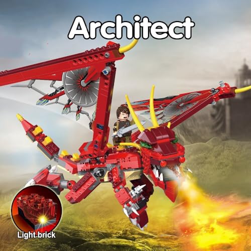 Image of Architect 3 in 1 Robots & Dragons Building Blocks Set 486+ Pcs Educational Construction Learning Brick Toy for Kids Multicolor