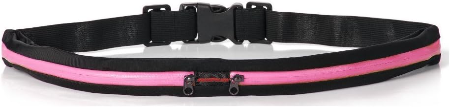 Outdoor RedZRush Exercise fit Unisex Running Belt Waist Pack, with Dual Expandable Pockets Compatible with iPhone 6s Plus/ 6s/ 6 Plus/ 6/ 5 SE/ Samsung Galaxy S7 Edge+Keys+Cash+Bank Credit/Debit Cards+Accessories, Strong, Sweatproof, Scratchproof, Elastic and Adjustable Buckle, Comfortable for Running, Biking, Travelling, Sports, Hiking