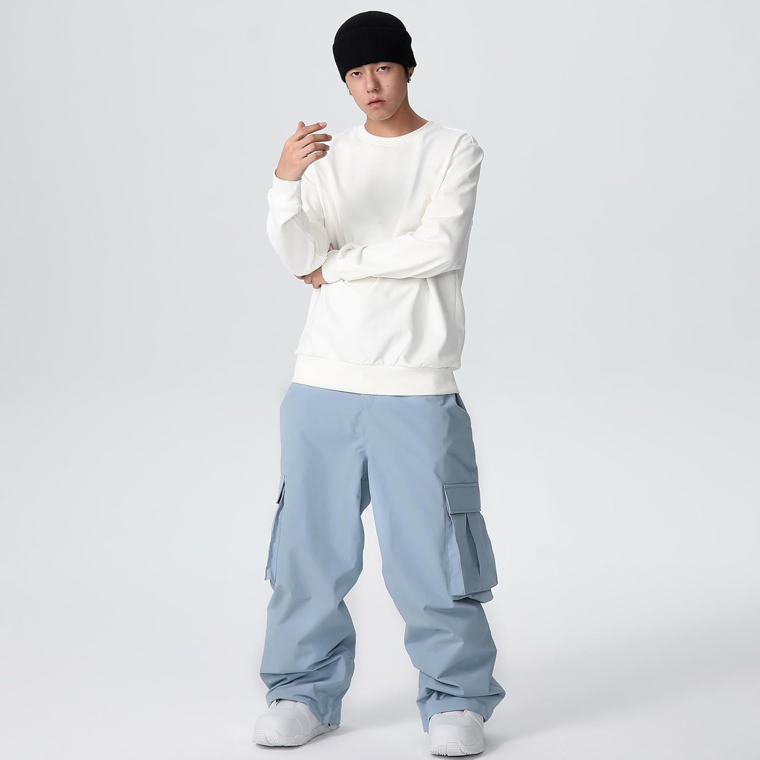 Womens Ski Pants Mens Waterproof Insulated Baggy Snow Pants Loose Cargo Pants Snowboard Pants Winter Outdoor - Image 3