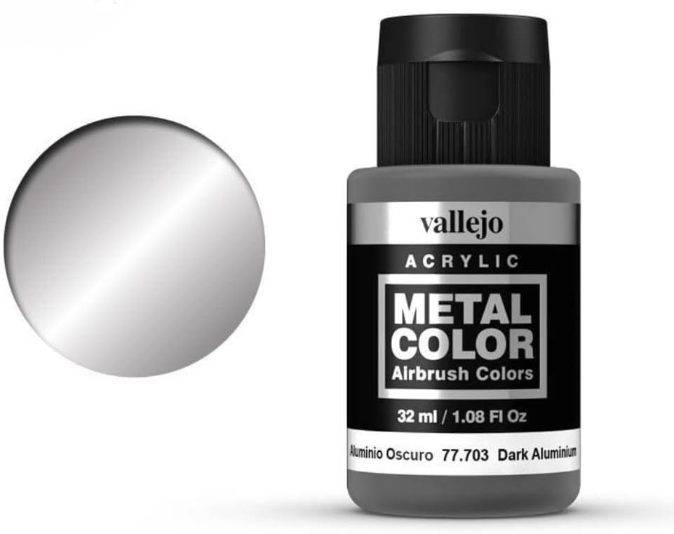 Vallejo - Metal Color | Dark Aluminium 32 ml (1.08 fl.oz.) | Faithfully Reproduce Different Metallic Finishes
