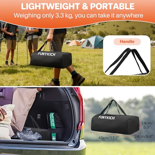 FUNYKICH Folding Camping Table(L19.9''xW16.1''), Aluminum Roll-up Portable Picnic Table with 2 Adjustable Height(17.3'' & 27.6'') for Picnic, Camping, BBQ, Party, Backyard, Beach - Image 4