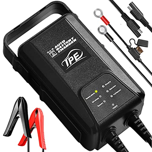 TPE Automatic Smart Battery Charger, Fully Automotive Battery Charger 6V 1.25A Battery Maintainer 6V/12V Trickle Charger Battery Charger for Car, Motorcycle, SLA, AGM, Gel Cell Lead Acid Battery
