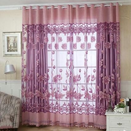 Amazon Co Jp カーテン 蓮の花のカーテンリビングルームバルコニーカーテン サイズ 1 2 5mパンチ 家電 カメラ