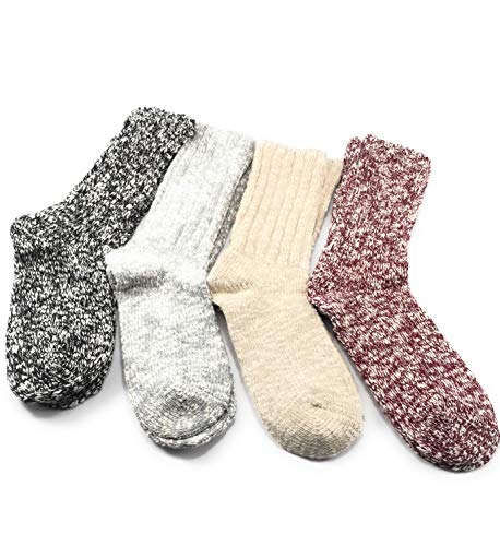 Weatherproof Boot Crew Socks For Womens,Warm,Soft Cotton Blend,Show Size 5-9.5 (4 Pack_ (Black-Beige-Grey-Burgundy, 4) #TOP1