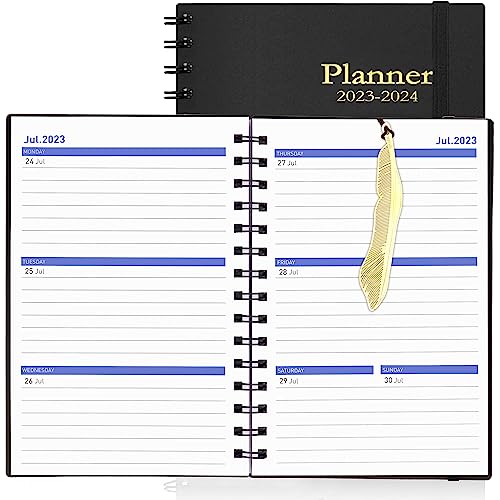 Daily Planner 2023-2024, Weekly Monthly Planner 2023-2024 From Jul 2023-Dec 2024, 18 Month Academic Planner With 100Gsm Thick Paper,Bookmark, 5.6" X 8.2", A5 Size, Black #TOP1