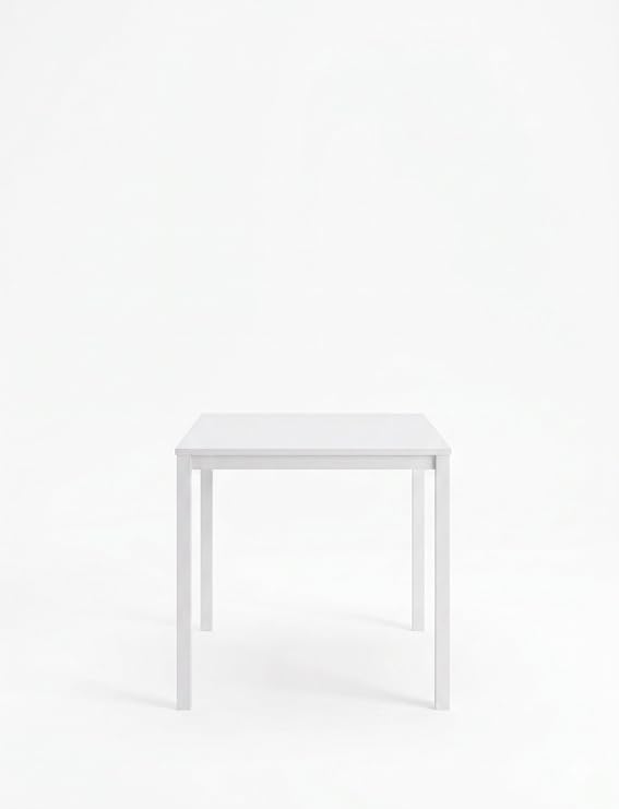 Kompakt Yemek Masası 88x60 Beyaz Metal Ayak ve Beyaz Tabla