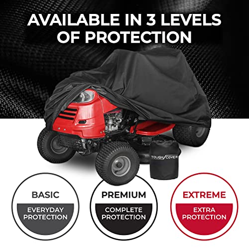 Tough Cover Riding Lawn Mower Cover, Extreme. 600D Marine Grade, Universal Fit Tractor, Heavy Duty, Covers Against Water, Uv, Dust, Dirt, Wind For Outdoor Garden Storage (Black) #TOP3