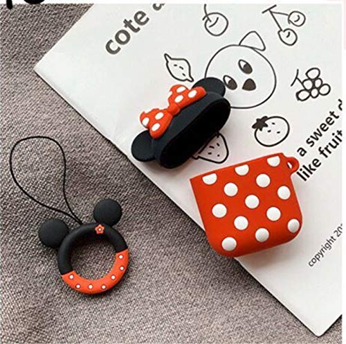 Compatible With Airpods Pro Case,Cute Cartoon Mickey Minnie Mouse Design Soft Silicone Protective Case For Apple Airpods Pro 2019/Airpods Pro 3,Red #TOP5