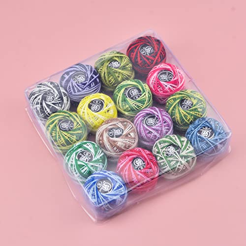 WANDIC- Set di fili per uncinetto in cotone, 16