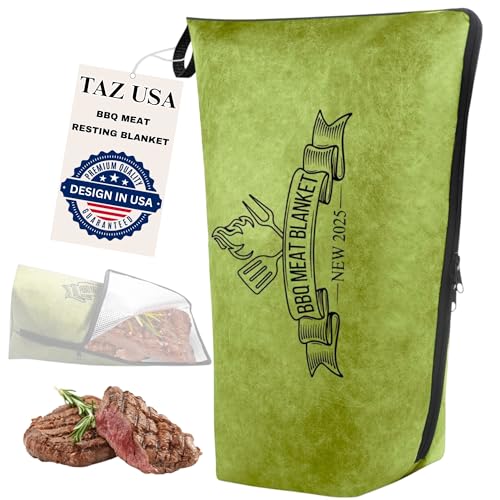 TAZ USA 21 Inch BBQ Blanket for Resting Meat, Reusable Brisket Blankat, Smoker Grilling Meat Blanket for Large Pork,Brisket/Beef, Meat Resting bag Gift for Men Him Dad(Green)