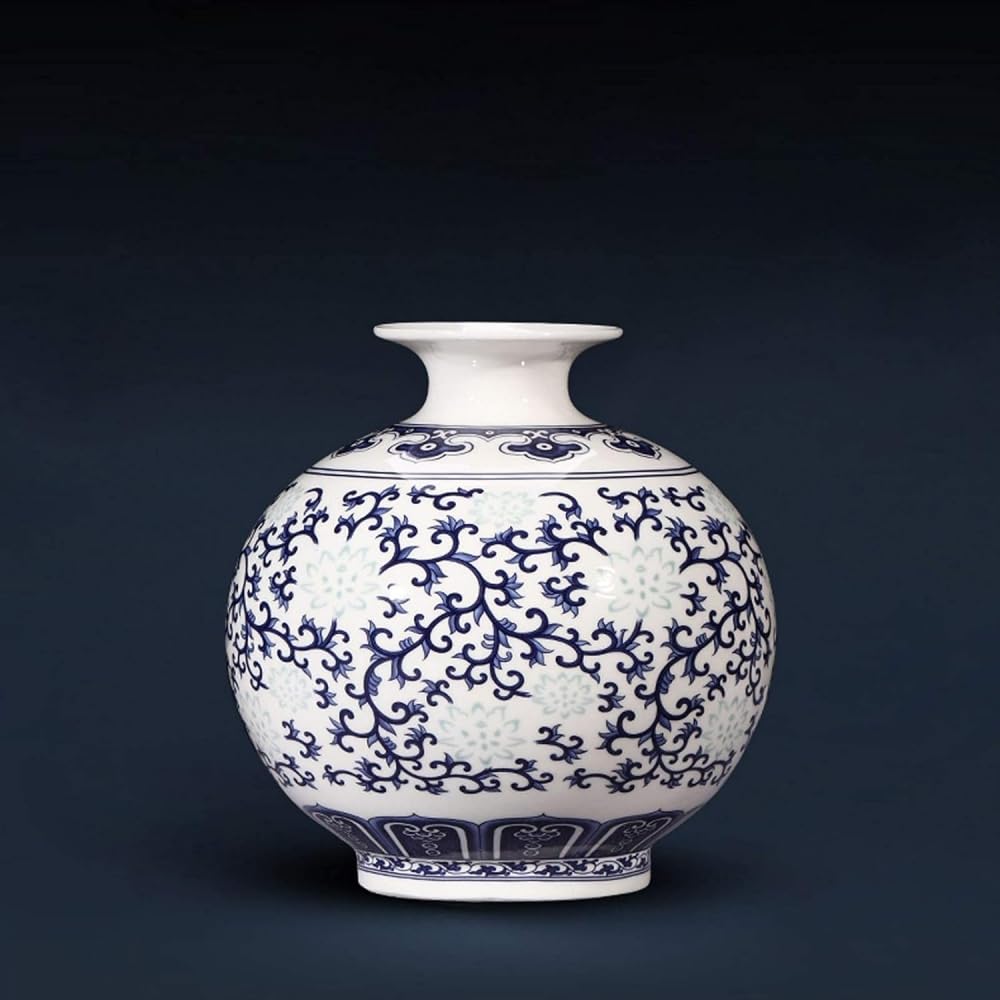 Blaue und weiße Vase, China-Vasen-Set, Vintage-Keramik, orientalische Vase, klassisch, handgefertigt, chinesisches Blumenvasen-Set für Zuhause, Büro, Tischdekoration (klassischer Stil)-C: 24 cm hoch