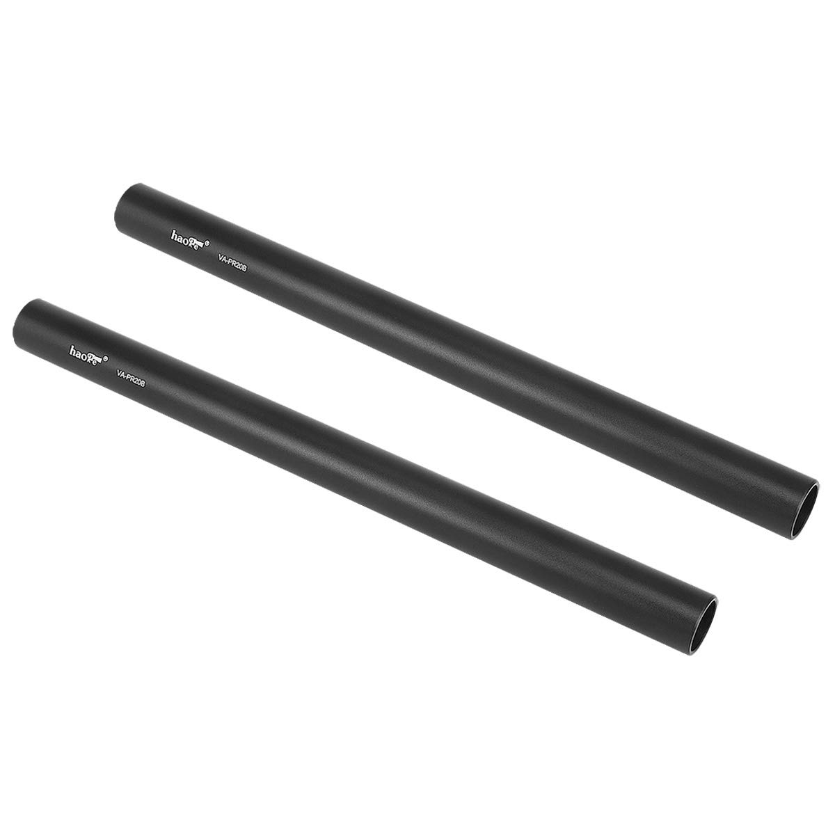 Haoge VA-PR20B 20cm (7.9 Inch) Long Aluminum Alloy Rod 15mm Rods with M12 Thread for Camera Rail Support System Rig Shoulder Pads Monitor Mount Rod Clamp Base Mattebox Follow Focus Black, Pack of 2