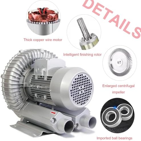 Commercial Regenerative Blower Low Noise Vacuum System for Aquariums Hydroponics Ponds Factory Dust Removal Vortex Ring Technology