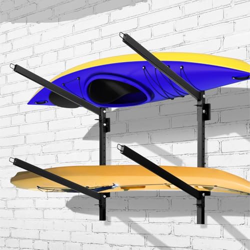 BTRAM 2 Levels Kayak Storage Rack, Heavy Duty Freestanding Sup Storage Stand for Outdoor Use, Storage Rack for Kayaks, SUPs, Canoe and Paddleboard,â€¦