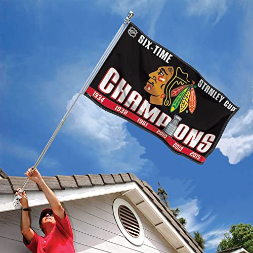 Chicago Blackhawks 6 Time Stanley Cup Champions Flag #TOP1