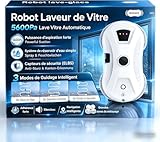 Robot Laveur de Vitre, 5600Pa Laveur de Vitre Automatique avec Fonction de Pulvérisation, Navigation Intelligente, 3 Modes de Nettoyage, Corde de Sécurité et UPS, pour Fenêtres, Verre, Miroirs