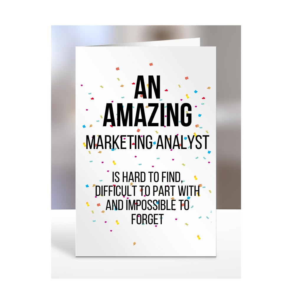 Retirement Card for Women Men, Leaving Gifts for Colleagues, Boss, Farewell, Goodbye Presents for Marketing Analyst, An amazing is hard to find, A5-225b_205 — image 1