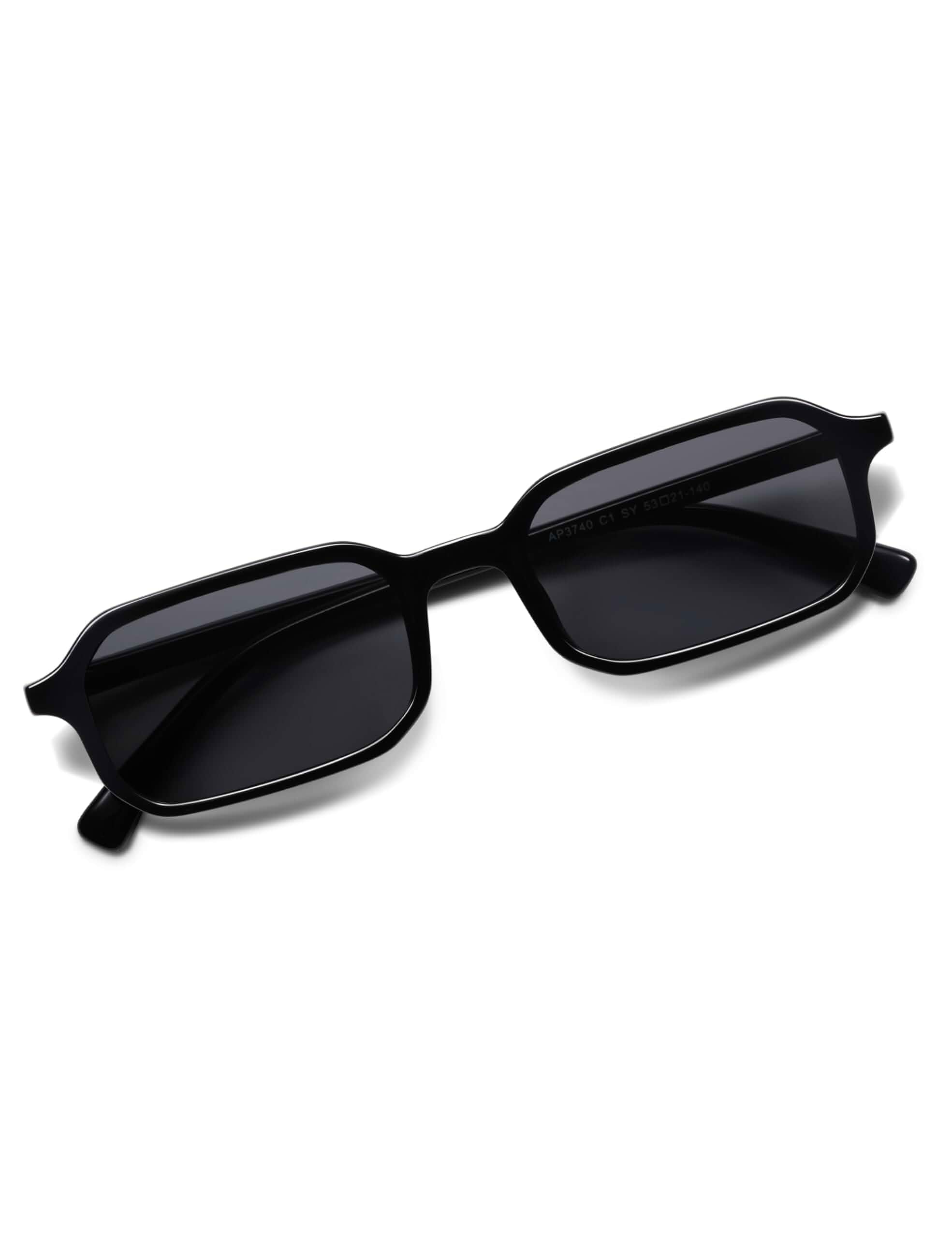 Appassal Retro Slim Rectangle Sunglasses Men Women AP3740 Skinny Rectangular Sunglasses for Womens Mens 90s Narrow Sunnies Vintage Thin Frame