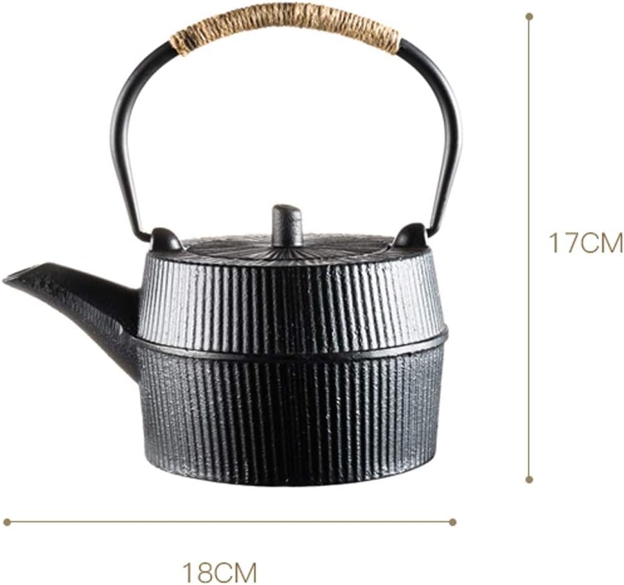 Teapot Iron Art Design Barrel Pot Tea Set Straight Grain Iron Pot Tea Set Jewelry