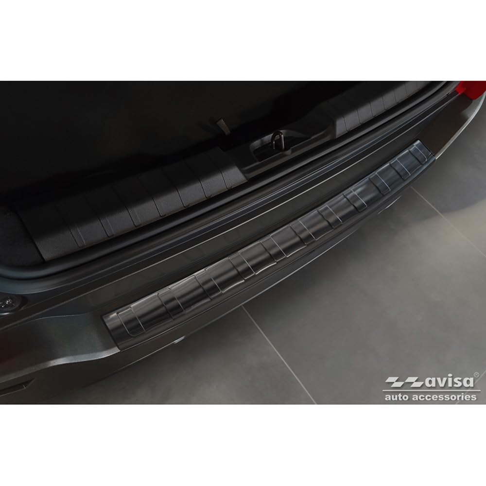 Avisa Black Stainless Steel Rear bumper protector compatible with Jeep Avenger + EV 2023- 'Ribs'