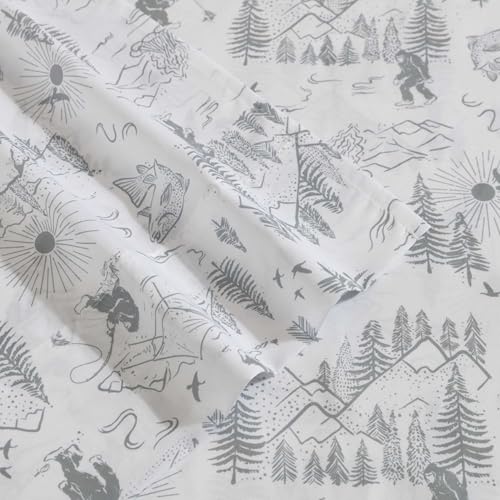 Image of Eddie Bauer Kids - Twin Sheet Set, Ultra-Soft Microfiber Bedding with Fully Elastic Fitted Sheet, Kids Bed Set with Pillowcase, Easy Care Bedding (Big Foot Hiking Trip)