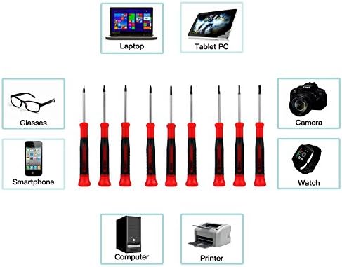 EFFICERE 9-Piece Precision Screwdriver Set | Phillips #0, #00, #000 | Flat 1.5mm, 2.0mm, 2.5mm | Torx T5, T6, T7 | Durable Chrome Vanadium Steel Shaft, Magnetic Tip, Ergonomic Grip, and Swivel End Cap - 5