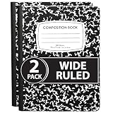 ENVO Composition Notebooks, Wide Ruled Composition Notebook, Black Marble Covers Composition Notebook, 100 sheets, Bulk (2, Wide Ruled)