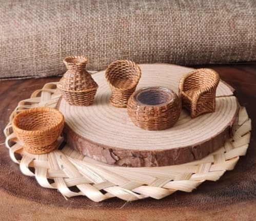 Image of SATYAM KRAFT 4 Set (20 Pcs) Brown Resin Miniature Sofa Set | Decorative Miniature Showpiece for Home, Living Room, Office Table & Car Dashboard | Festive Decoration & Gift for Him /Her |