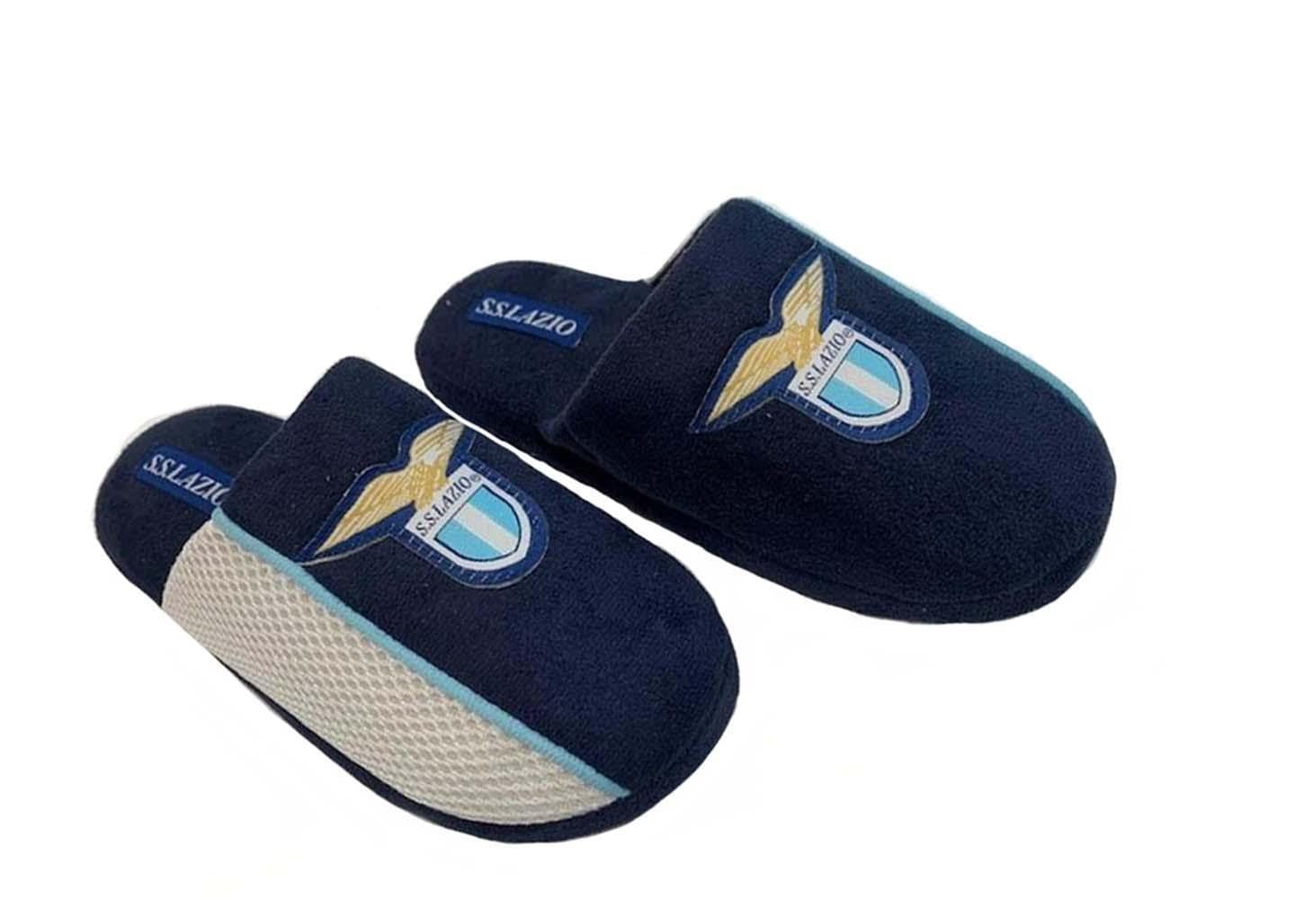 Ciabatte Da Uomo SS Lazio – Pantofole Con Logo, Celeste E Blu, In Cotone E Mesh