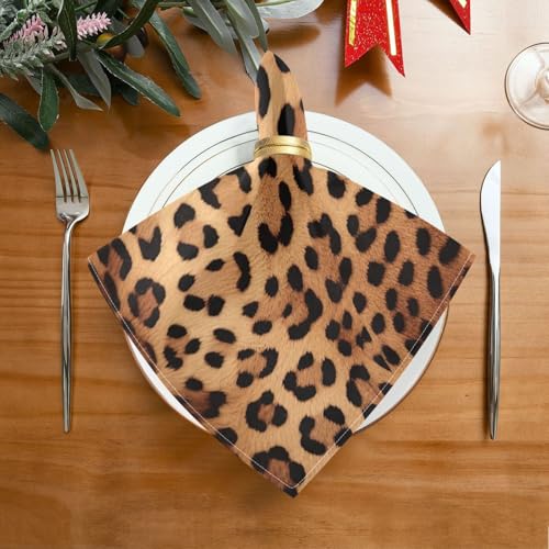 Servilletas de tela estampado leopardo set x4 50.5x50.5 cm miniatura 2
