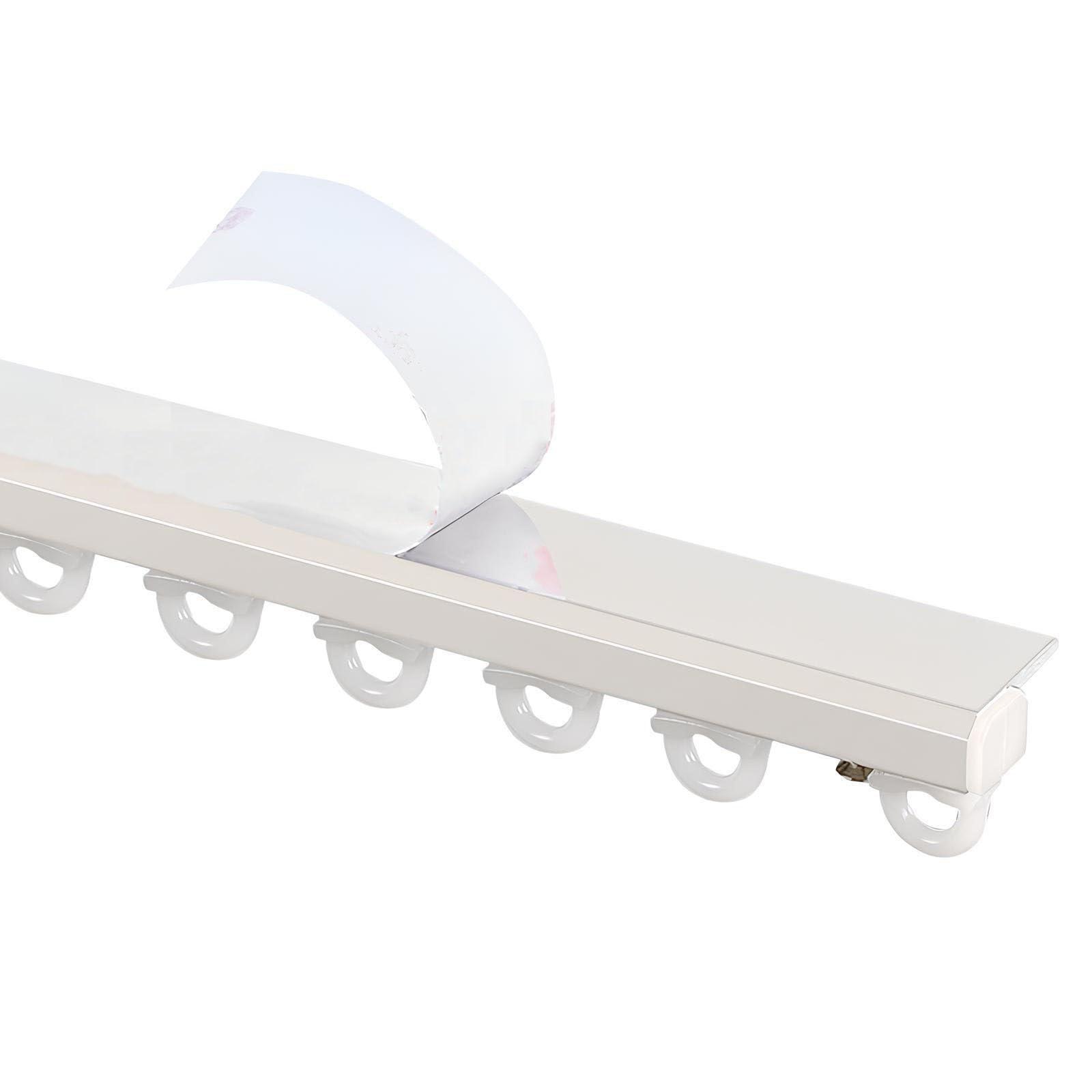 VQWQV Ultra Thin Self Adhesive Curtain Rods, Ceiling Or Wall Mounted, Aluminum Hidden Curtain Track System, For Bedroom/Window/RV(Color:White-Ceiling,Size:60cm)