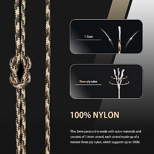 Abma Cord Paracord 100 lbs 2mm 100% Nylon 30M - Desert Storm, Military-desert Storm, 30 Meters - Image 3