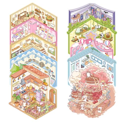 10 Pièces cozy stickers,fabrique a stickers 3d,Autocollants de Scène 3D House DIY Adorables Autocollants 3D pour Adultes, Enfants，diy miniature house，A