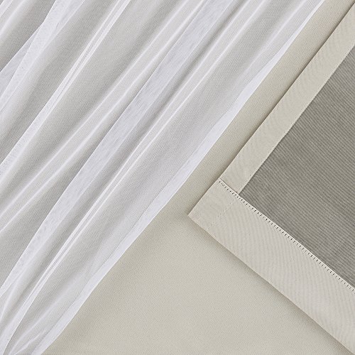 Image of TOWN & COUNTRY LUXE Talia Double Layer Indoor Curtains, Sheer and Room Darkening Blackout, Grommet Top, Energy Efficient, 2-Pack Set, 52 inchx108 inch, Sand