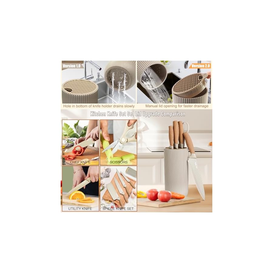 Kitchen-Knife-Set-Professional-Stainless-Steel-Knives-Set-for-Kitchen-with-Universal-Knife-Block-Sharp-Non-Stick-Ergonomic-Ideal-for-Chefs-and-Cooking-Enthusiastsbeige Kitchen Knife Set, Professional Stainless Steel Knives Set for Kitchen with Universal Knife Block - Sharp, Non-Stick, Ergonomic - Ideal for Chefs and Cooking Enthusiasts(beige)