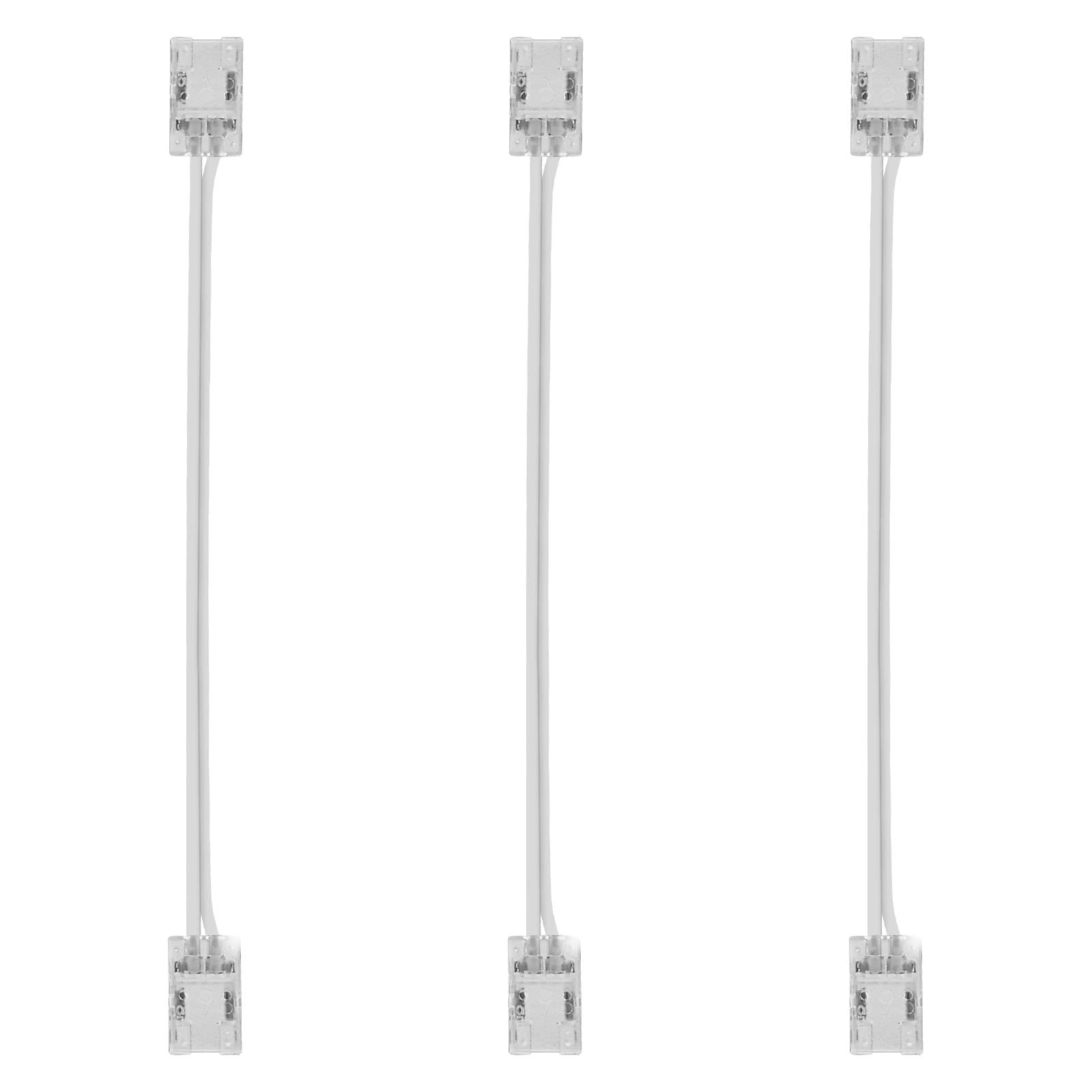 LUXRITE 3-Pack 2 Pin LED Strip Lights Connector with Extension Cable, 8MM Wide Strip to Strip Connection with Cable, Single Color Tape Light Bi-Pin