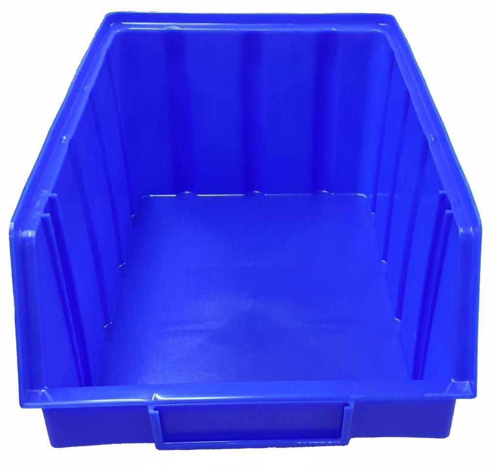 S&S-Shop 15 Stapelboxen Blau Gr.4, aus hochwertigem Kunststoff, mit Schildcheneinschub, Ordnungsboxen für Werkstatt, Kleinteile Organizer, Sortierbox für Schrauben & Werkzeug, Made in Germany