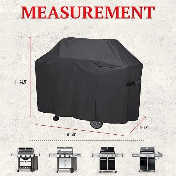 Miniatura 2 de Funda para parrilla de 58 pulgadas  Fundas para parrilla de poliéster resistente al agua  Funda rectangular negra para parrilla de barbacoa al aire
