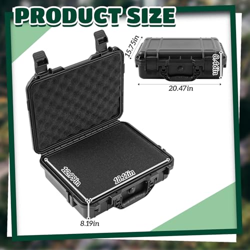 Image of Relaxweex 1 Pcs Waterproof Hard Case with DIY Customizable Foam Insert Portable Protective Case with Knife for Camera Drones Equipments Tools Test Instruments(Black,20.5 x 15.8 x 8.5 Inch)